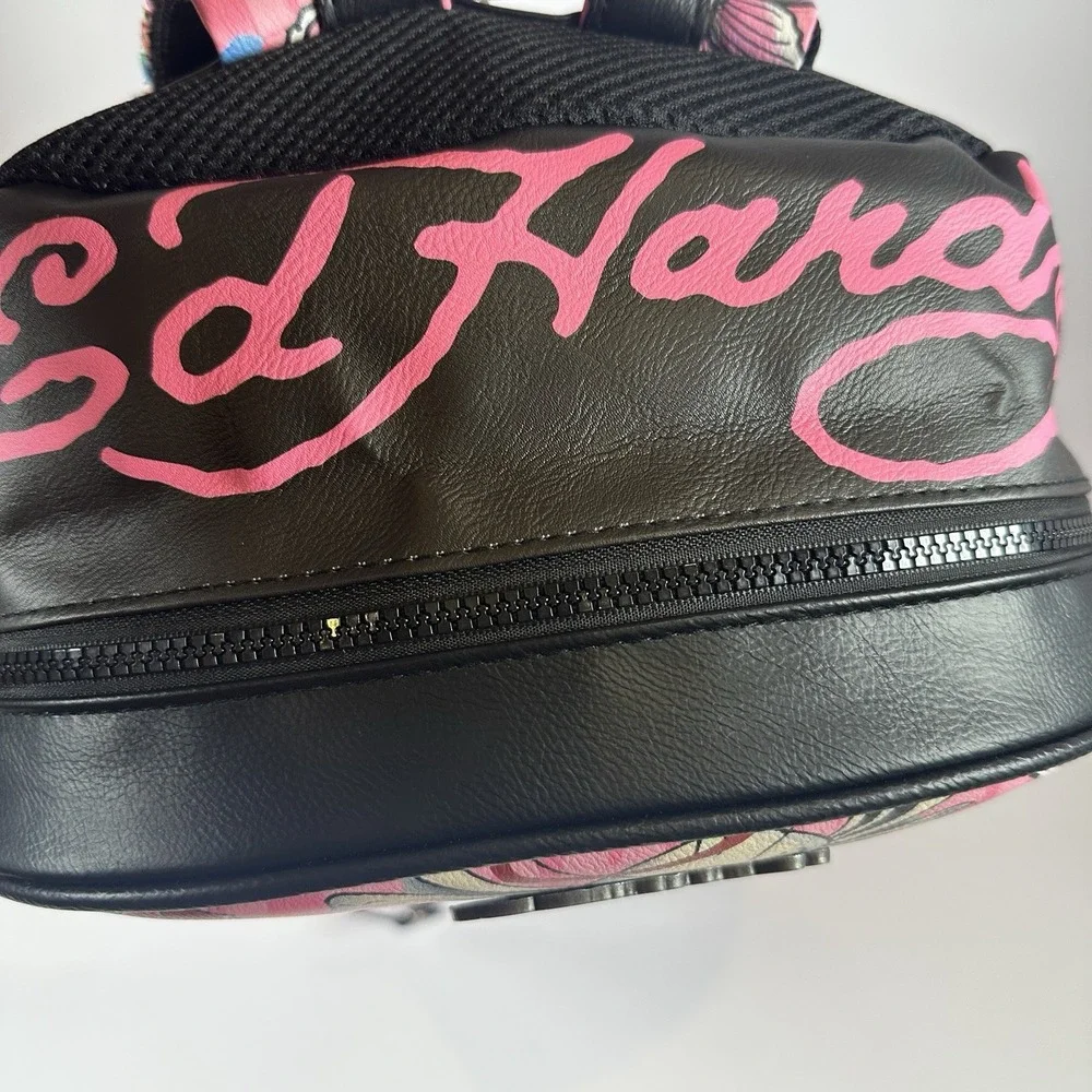 Ed Hardy Pink Multi Backpack Love Kills Slowly Skull Tattoo Rhinestone Y2K NWT